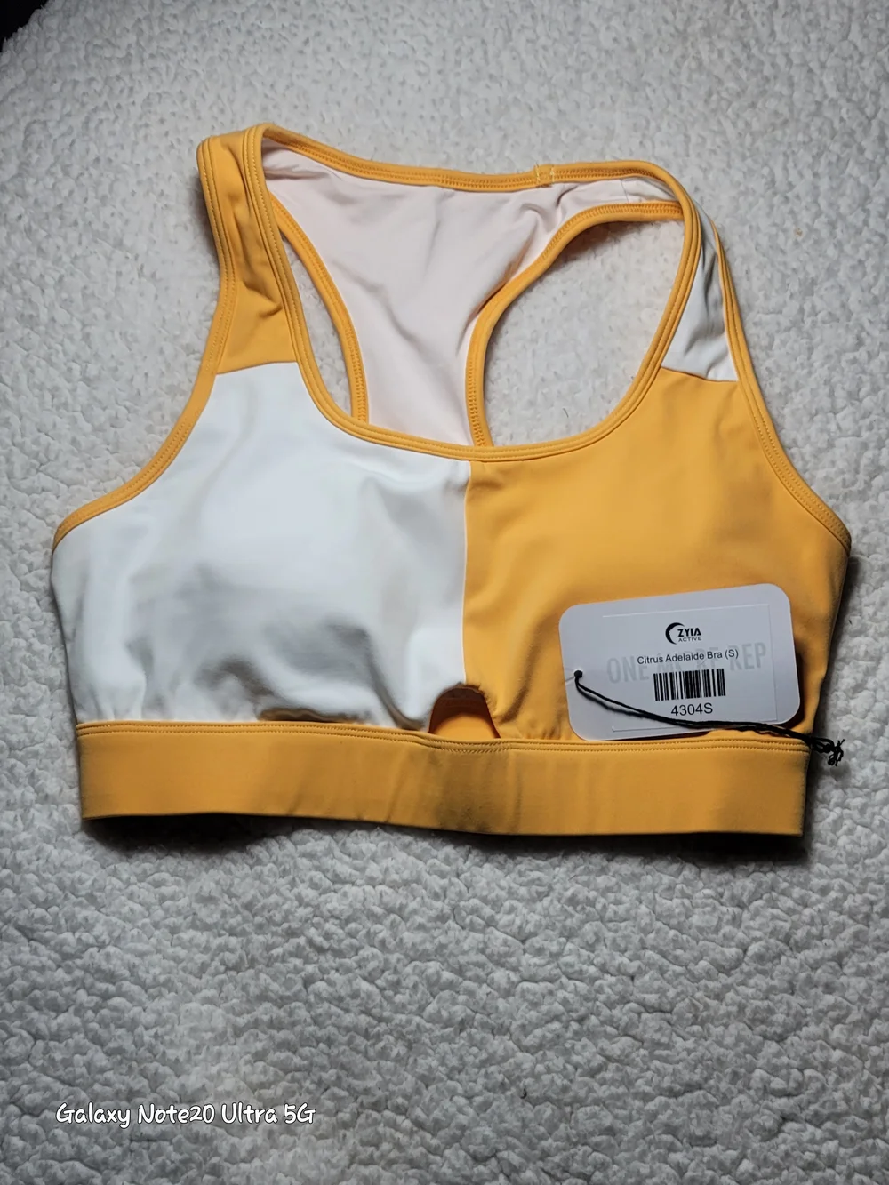 Zyia Active NWT Citrus Adelaide Sports Bra Color Block Yellow White Size S
